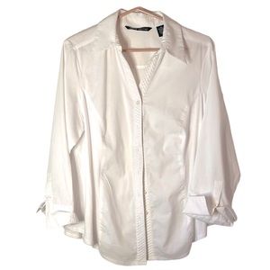 White Button Down Women’s Blouse Size XL